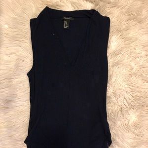 navy blue body suit
